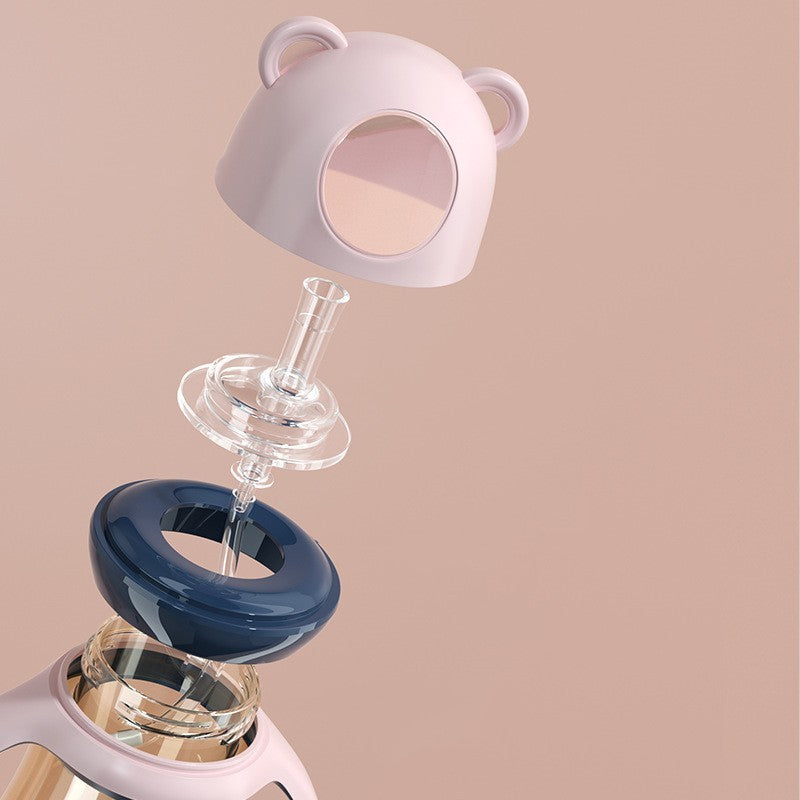 Ergonomic Wide-Caliber Silicone Nipple Feeding Bottle (0–6 Months)