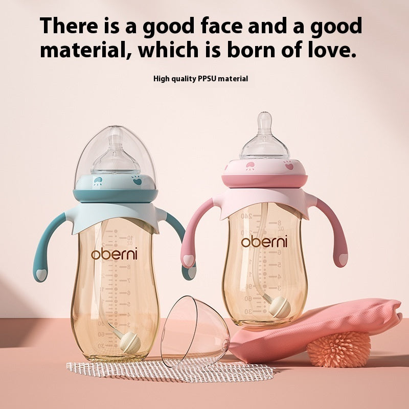 Drop Resistant Silicone Wide-Caliber Baby Feeding Bottle (0–6 Months)