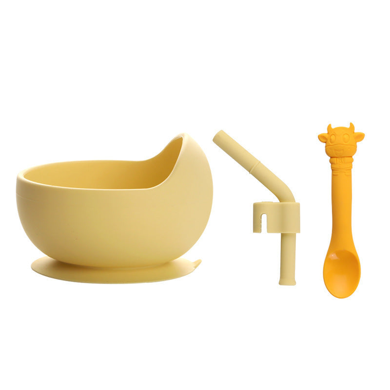 Baby Silicone Suction Bowl with Spoon & Pipe (BPA Free)