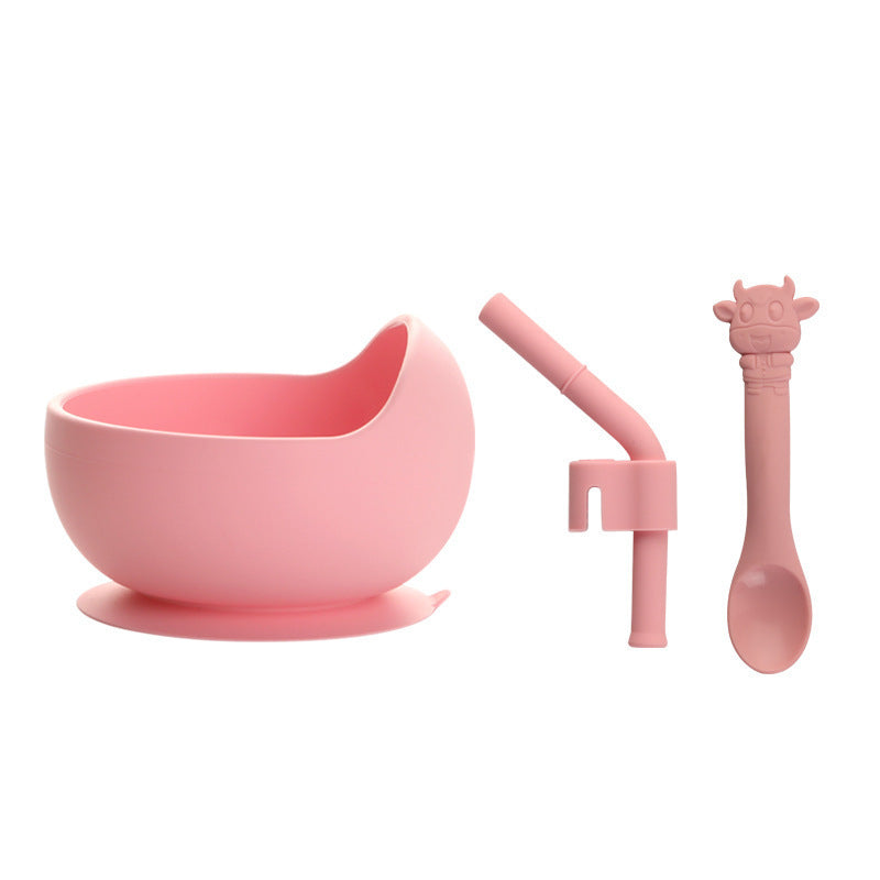 Baby Silicone Suction Bowl with Spoon & Pipe (BPA Free)
