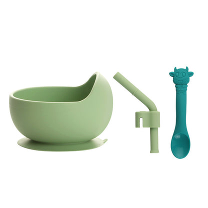 Baby Silicone Suction Bowl with Spoon & Pipe (BPA Free)