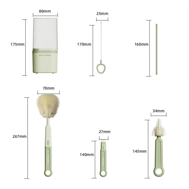 Silicone Bottle Brush Set with Storage Box