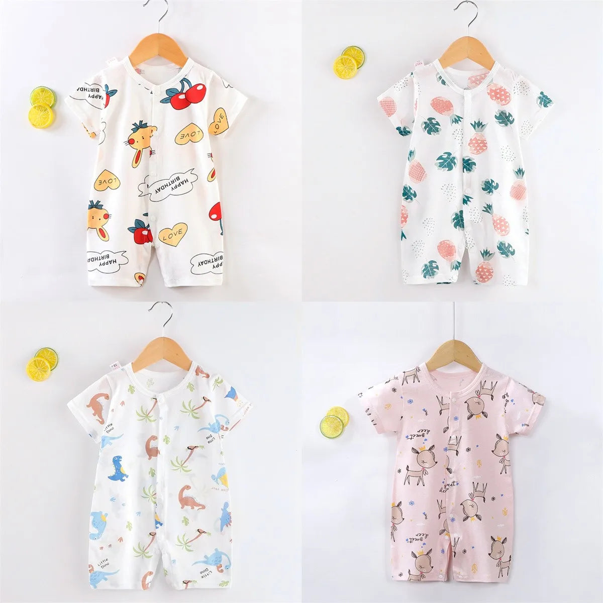 Short Sleeve Cotton Romper Newborn to 24 Months