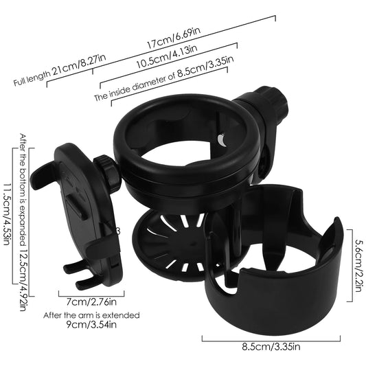 3in1 Cup and Phone Holder for Stroller