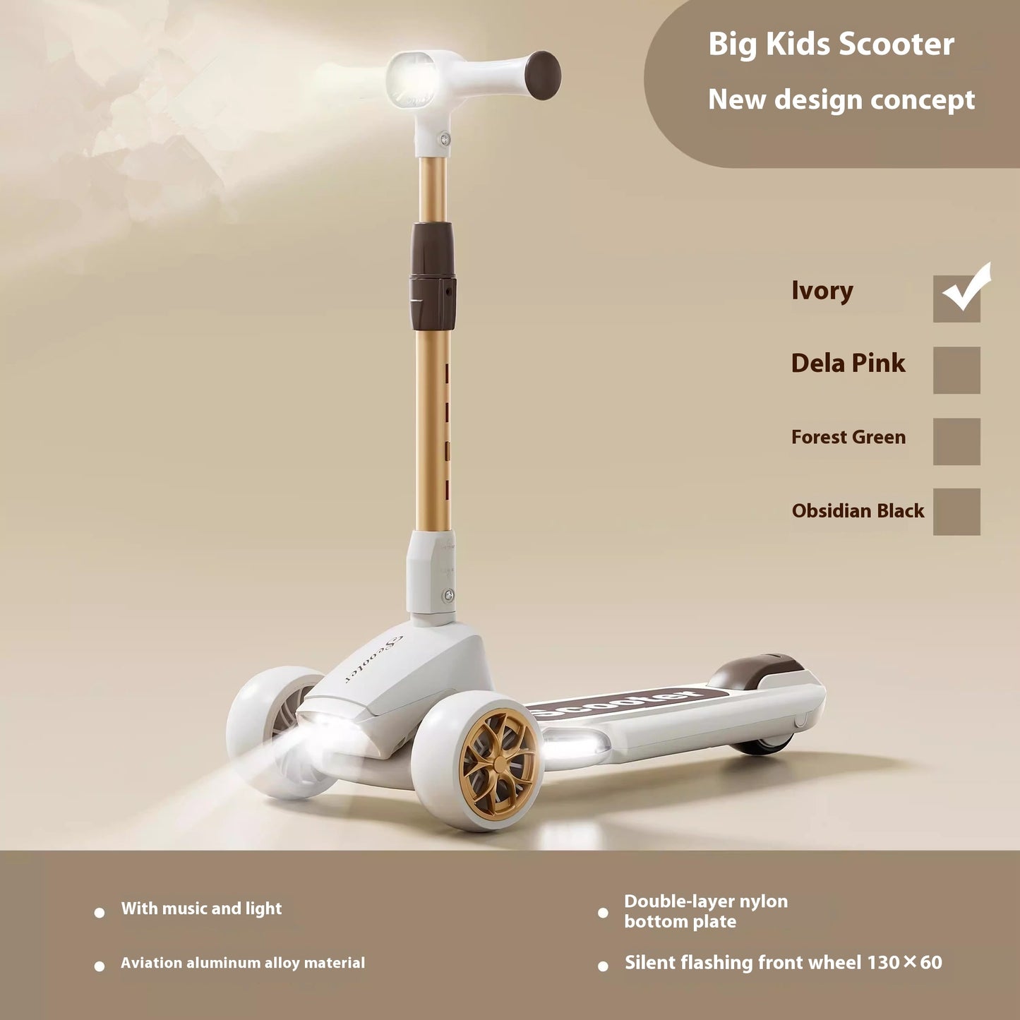 Foldable Kids’ Scooter with Music & LED Lights – 3+ Years