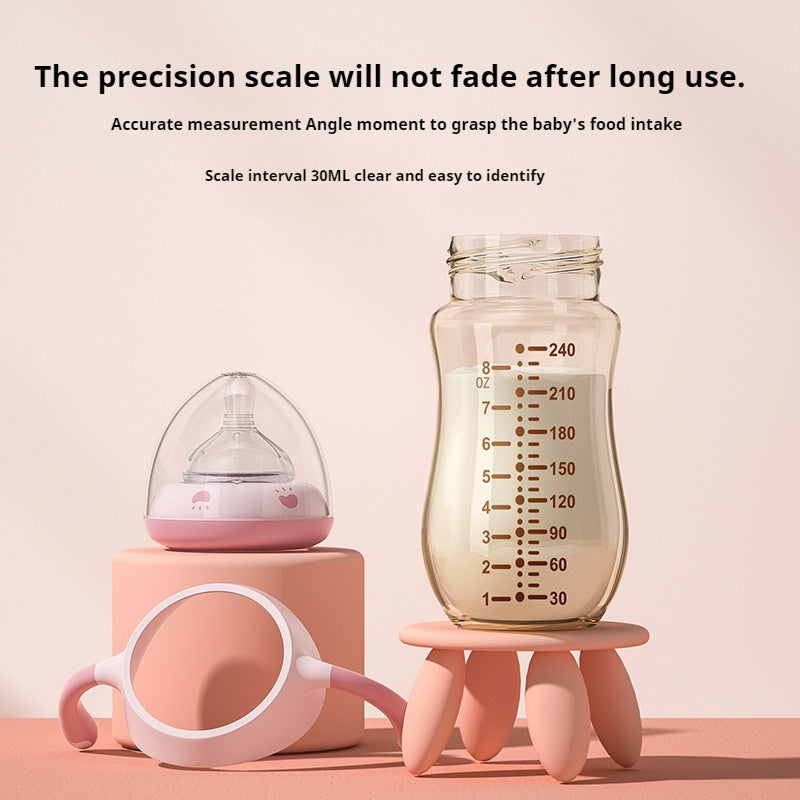 Drop Resistant Silicone Wide-Caliber Baby Feeding Bottle (0–6 Months)